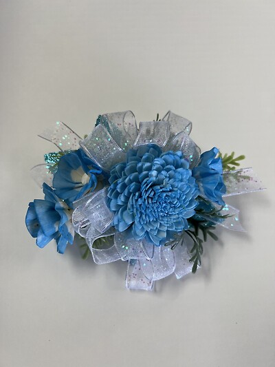 Beautiful Keepsake - Turquoise &amp; White Iridescent Wooden Flower