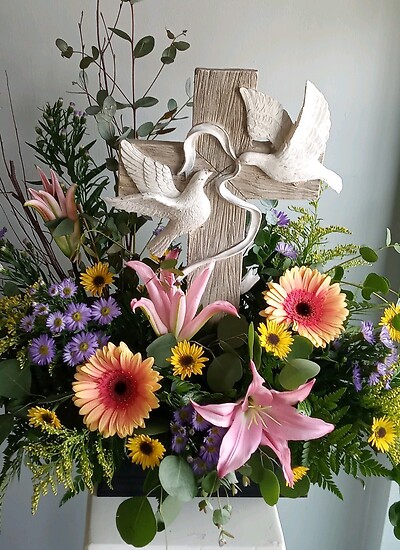 Elegant Ceramic Cross With Dove